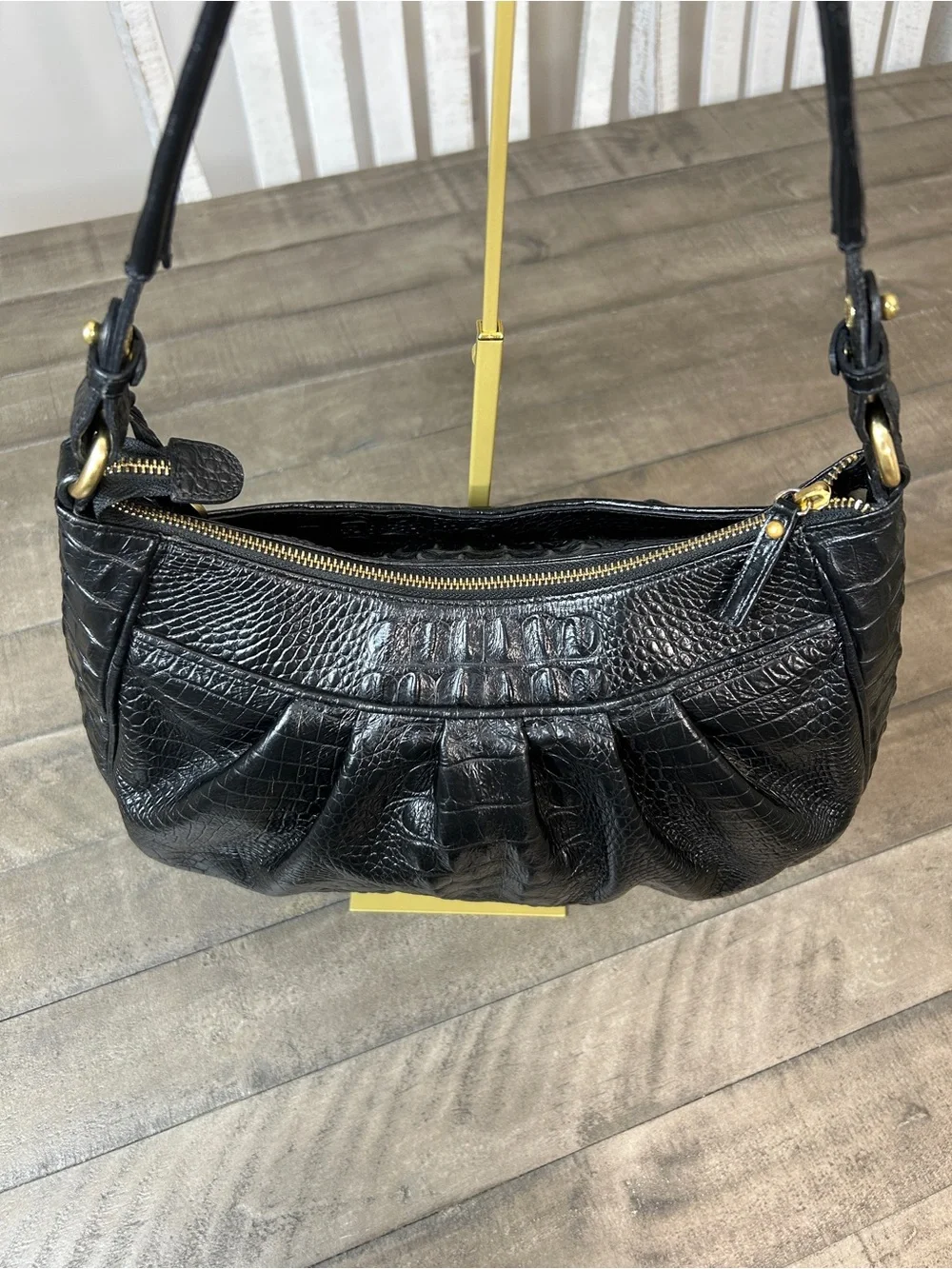 Brahmin black croc
